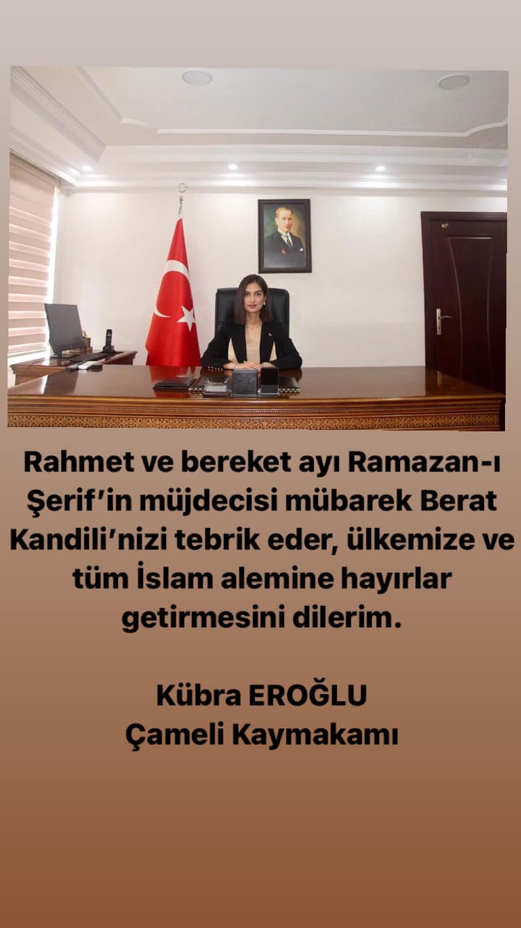 Kaymakamımız Sayın Kübra EROĞLU 'nun Kandil Mesajı